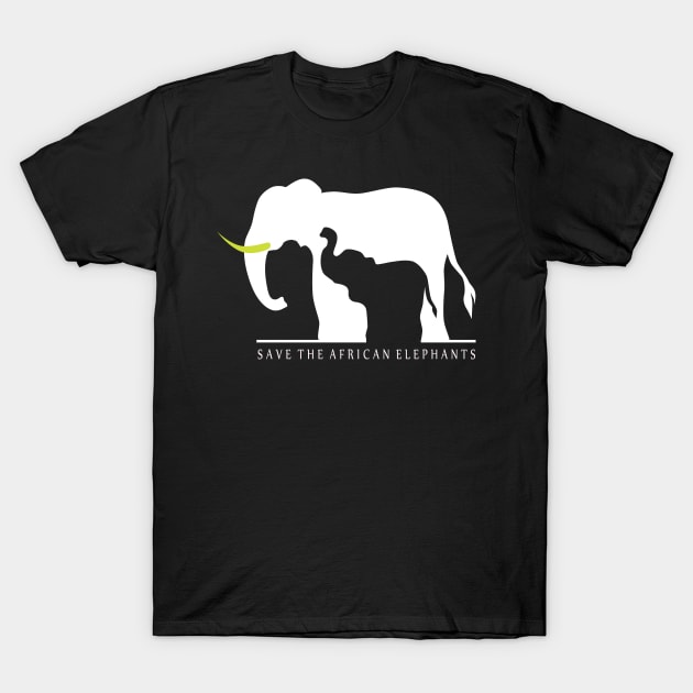 Save the African Elephants (Black) T-Shirt by SakuraDragon